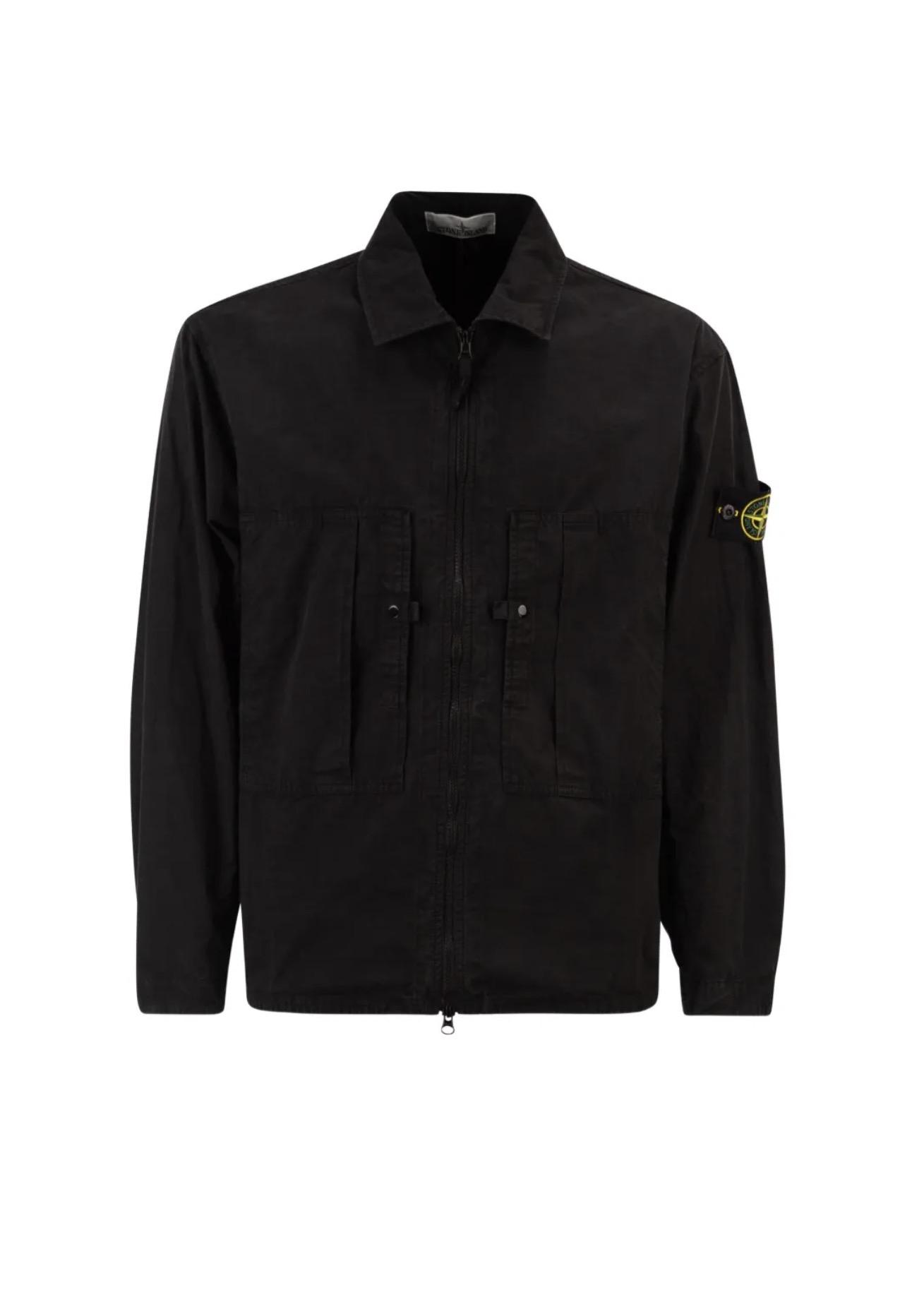 Stone Island Cotton Ripstop Overshirt — Black